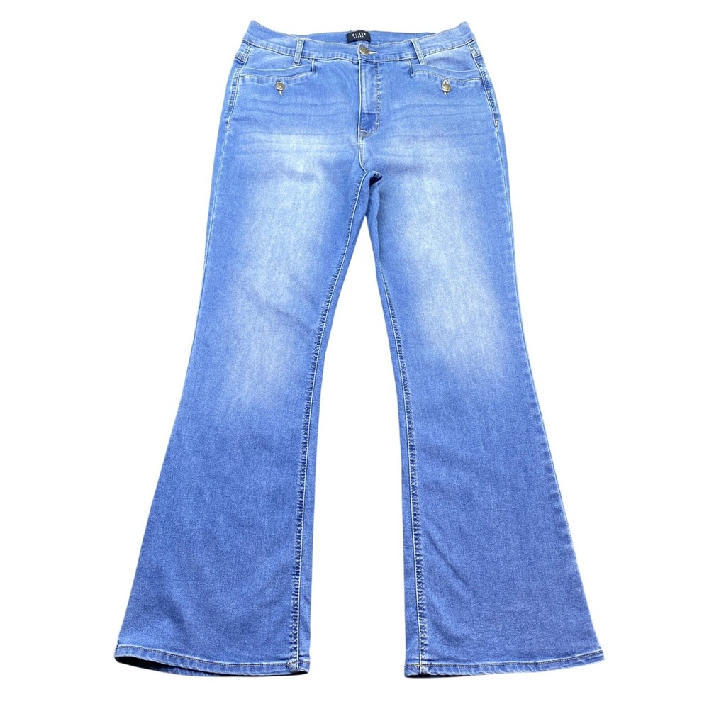 Curve Appeal Womens Flare Jeans Light Wash Blue Stretch Denim Size 14/32 Western